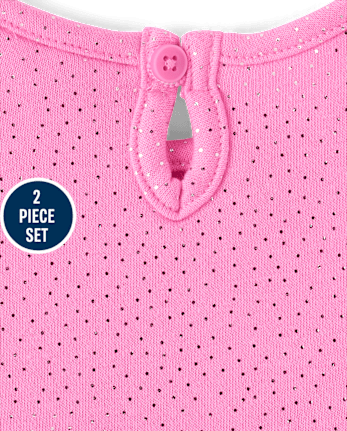 Baby Girls Foil Polka Dot 2-Piece Playwear Set - PERFECTLY PINK