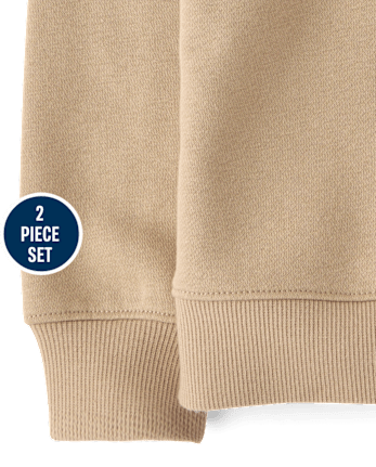 Baby And Toddler Boys Embroidered Bear Premium Fleece 2-Piece Outfit Set - JAVA HILL