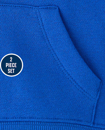 Baby And Toddler Boys Colorblock Premium Fleece 2-Piece Outfit Set - QUENCH BLUE