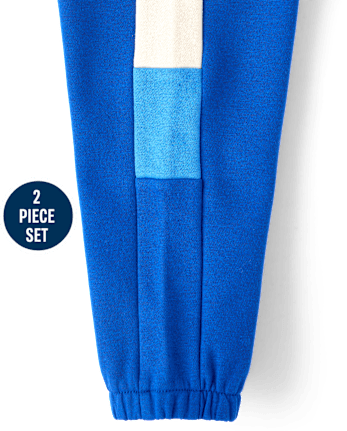 Baby And Toddler Boys Colorblock Premium Fleece 2-Piece Outfit Set - QUENCH BLUE