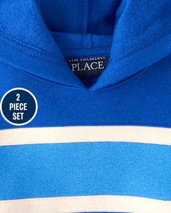 Baby And Toddler Boys Colorblock Premium Fleece 2-Piece Outfit Set - QUENCH BLUE