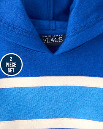Ensemble 2 pièces en polaire premium à blocs de couleurs pour bébés et petits garçons - QUENCH BLUE