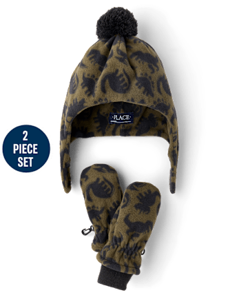 Toddler Boys Dino Microfleece 2-Piece Cold Weather Set - DK STINGER