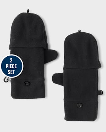 Boys Colorblock Microfleece 2-Piece Cold Weather Set - BLACK