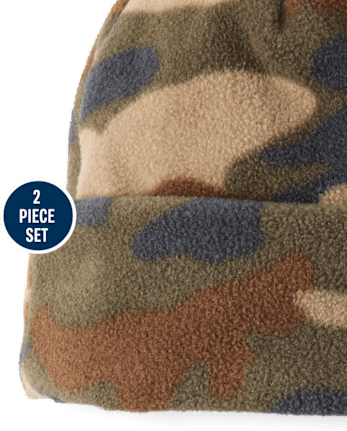 Boys Camo Microfleece 2-Piece Cold Weather Set - MULTI CLR