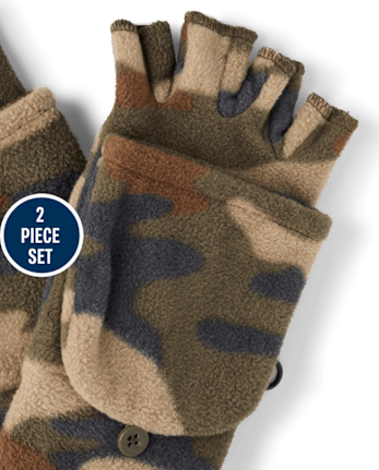 Boys Camo Microfleece 2-Piece Cold Weather Set - MULTI CLR