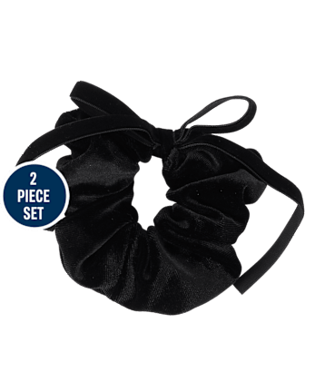 Girls Glitter Bow 2-Piece Accessory Set - BLACK