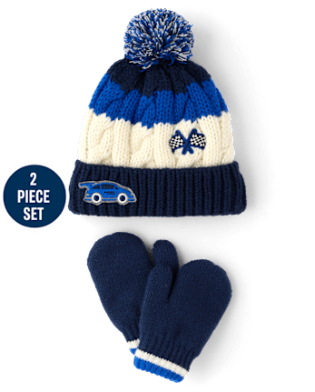 Toddler Boys Embroidered Racecar 2-Piece Cold Weather Set - TIDAL