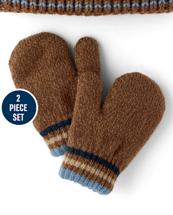 Toddler Boys Embroidered Dino 2-Piece Cold Weather Set - BURNT SUGAR CL