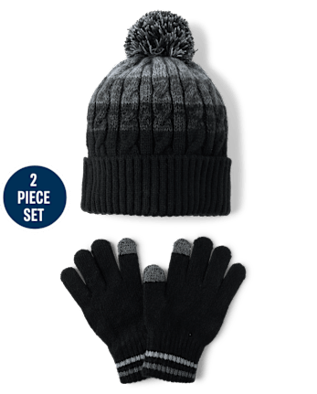 Boys Striped 2-Piece Cold Weather Set - GREY