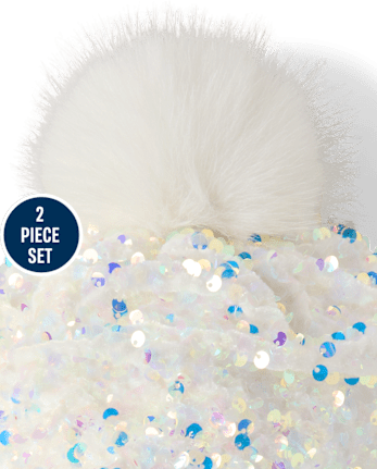 Girls Sequin 2-Piece Cold Weather Set - SIMPLYWHT