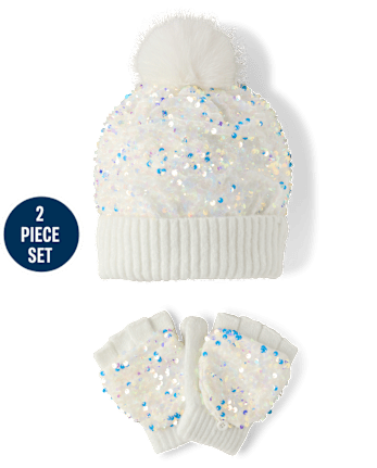 Girls Sequin 2-Piece Cold Weather Set - SIMPLYWHT