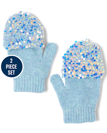 Girls Sequin 2-Piece Cold Weather Set - BLUE AIR