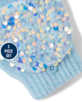 Girls Sequin 2-Piece Cold Weather Set - BLUE AIR
