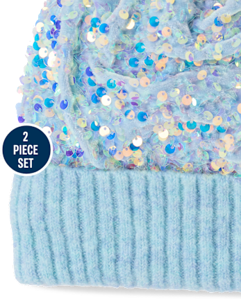 Girls Sequin 2-Piece Cold Weather Set - BLUE AIR
