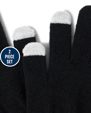 Girls Bow 2-Piece Cold Weather Set - BLACK