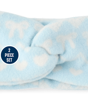 Ensemble 2 pièces en microfibre polaire à motif Fair Isle pour filles, idéal par temps froid - BLUE AIR