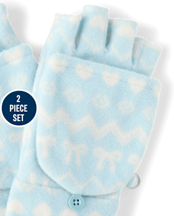 Ensemble 2 pièces en microfibre polaire à motif Fair Isle pour filles, idéal par temps froid - BLUE AIR