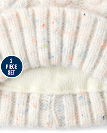 Toddler Girls Flecked Cable Knit 2-Piece Cold Weather Set - MULTI CLR