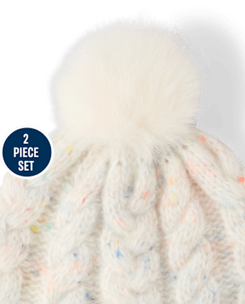 Toddler Girls Flecked Cable Knit 2-Piece Cold Weather Set - MULTI CLR