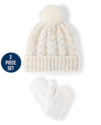 Toddler Girls Flecked Cable Knit 2-Piece Cold Weather Set - MULTI CLR