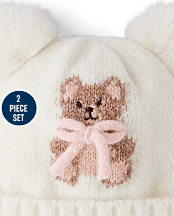 Baby Girls Intarsia Bear 2-Piece Cold Weather Set - MULTI CLR
