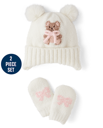 Baby Girls Intarsia Bear 2-Piece Cold Weather Set - MULTI CLR
