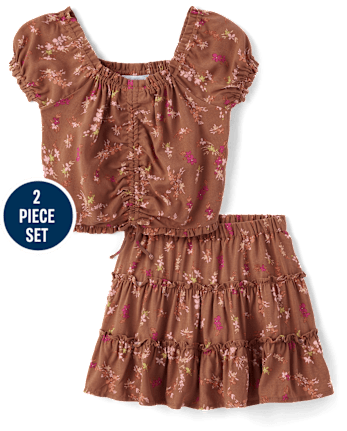 Girls Floral 2-Piece Outfit Set