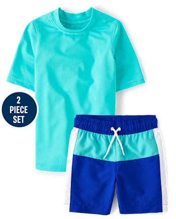 Boys Colorblock Rashguard Swimsuit