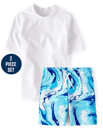 Boys Marble Rashguard Swimsuit