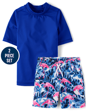 Boys Flamingo Rashguard Swimsuit