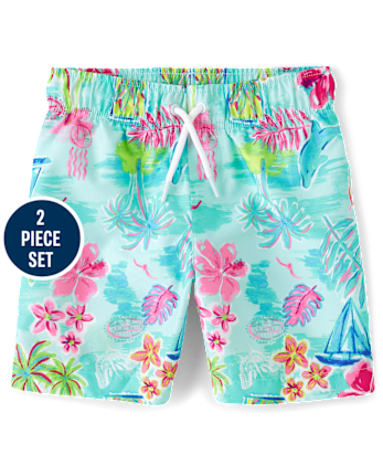Boys Tropical Rashguard Swimsuit