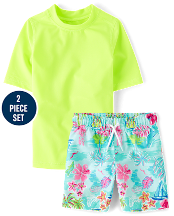 Boys Tropical Rashguard Swimsuit