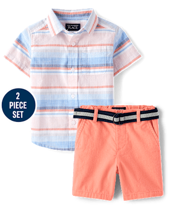 Baby And Toddler Boys Striped 2-Piece Outfit Set