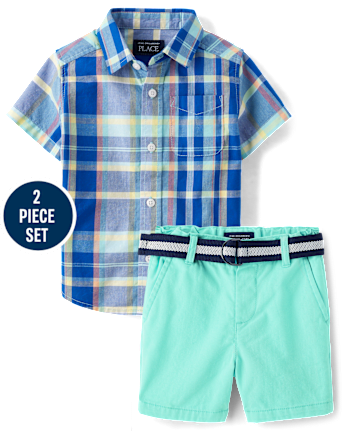 Baby And Toddler Boys Plaid 2-Piece Outfit Set
