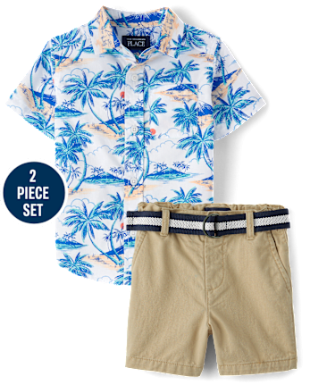 Baby And Toddler Boys Palm Tree 2-Piece Outfit Set