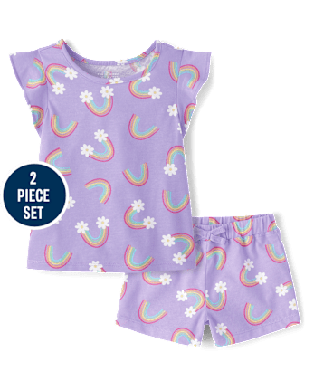 Baby And Toddler Girls Rainbow 2-Piece Outfit Set