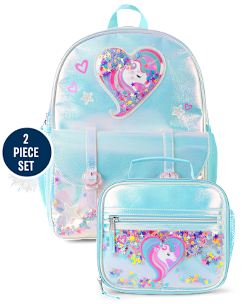 Girls Crackle Shakey Unicorn Backpack 2-Piece Set