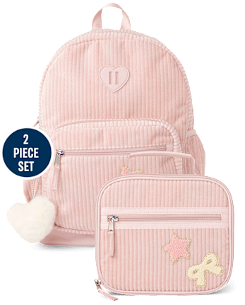 Girls Bow Corduroy Backpack 2-Piece Set