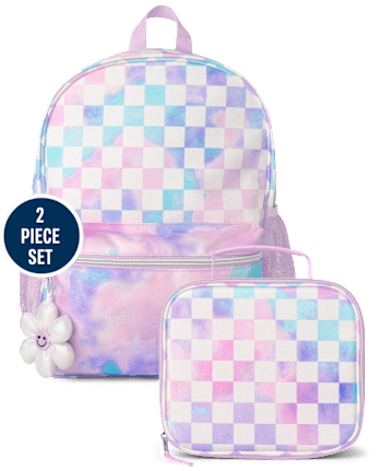 Girls Checkered Backpack 2-Piece Set