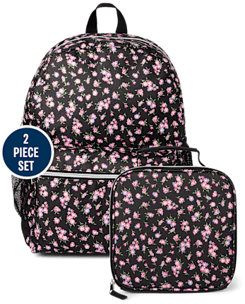 Girls Floral Backpack 2-Piece Set