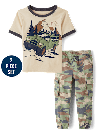 Baby And Toddler Boys Vehicle 2-Piece Outfit Set
