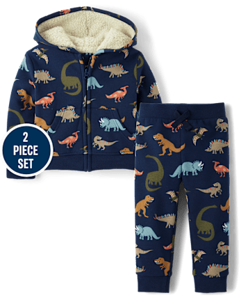 Baby And Toddler Boys Dino Premium Fleece 2-Piece Outfit Set