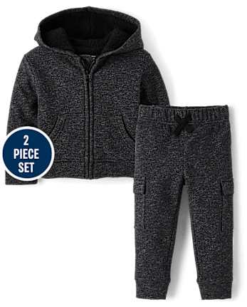 Baby And Toddler Boys Marled Fleece 2-Piece Outfit Set