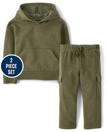 Baby And Toddler Boys Garment Dyed Premium Fleece 2-Piece Outfit Set