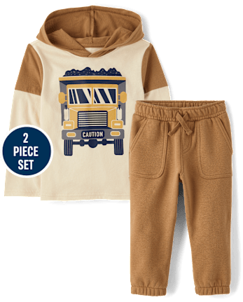 Baby And Toddler Boys Construction Vehicle 2-Piece Outfit Set