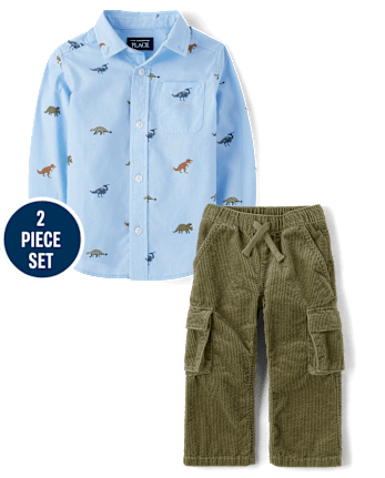 Baby And Toddler Boys Dino 2-Piece Outfit Set