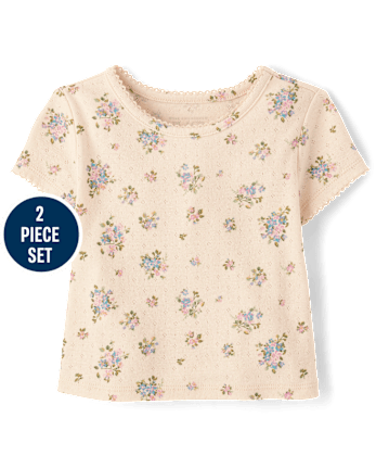 Toddler Girls Floral Pointelle 2-Piece Outfit Set