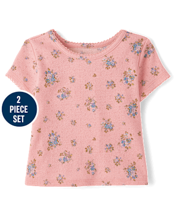 Toddler Girls Floral Pointelle 2-Piece Outfit Set