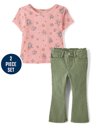 Toddler Girls Floral Pointelle 2-Piece Outfit Set